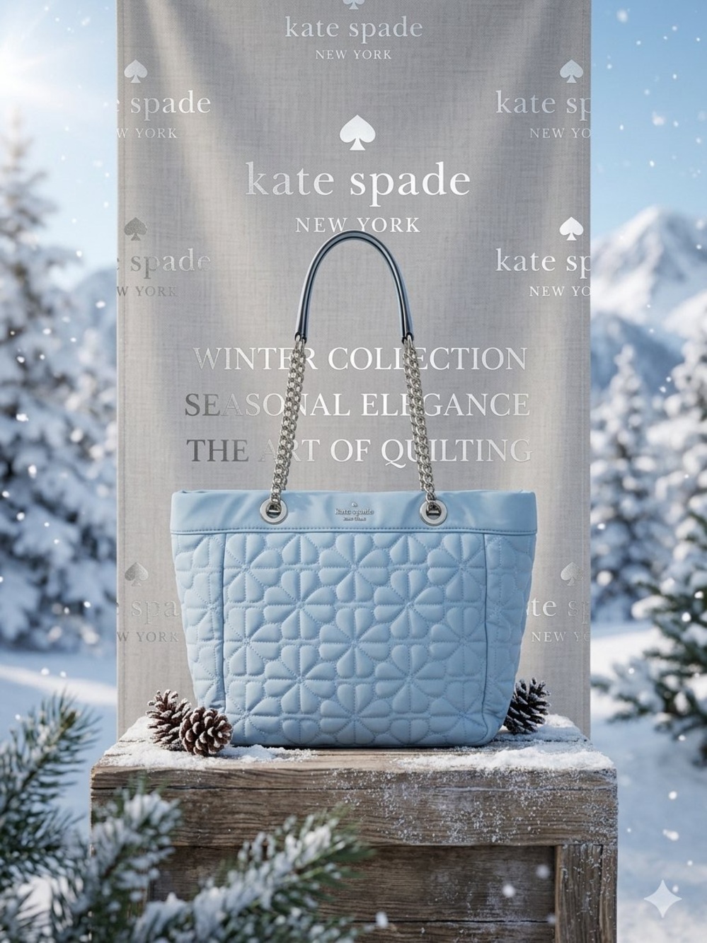 kate spade Light Blue Quilted Chain-Handle Tote